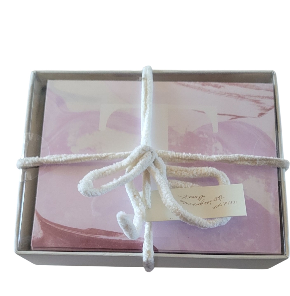 Anthropologie "T" Monogram Notecard Set Pink and White Stationery Set for Office